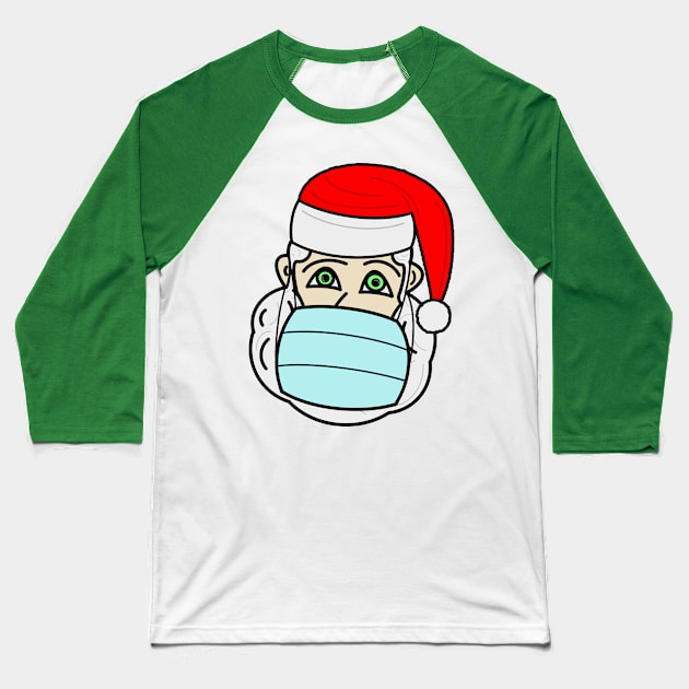 Santa Claus with a face mask Baseball T-Shirt by Artemis Garments